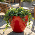 Glossy Red Fiberglass Planter: Modern Round Home Garden Pot, 14-27 Inch