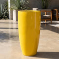 Glossy Yellow Fiberglass Planter: Contemporary Garden Pot (31-39 Inches)