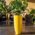 Glossy Yellow Fiberglass Planter: Contemporary Garden Pot (31-39 Inches)
