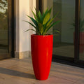Glossy Red Fiberglass Planter: Contemporary Garden Pot (31-39 Inches)