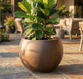 XL Brown Earth Fiberglass Planter - Garden & Home Decor (25-31 Inches)