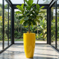 Glossy Yellow Fiberglass Planter: Contemporary Garden Pot (31-39 Inches)