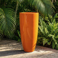 Glossy Orange Fiberglass Planter: Contemporary Garden Pot (31-39 Inches)