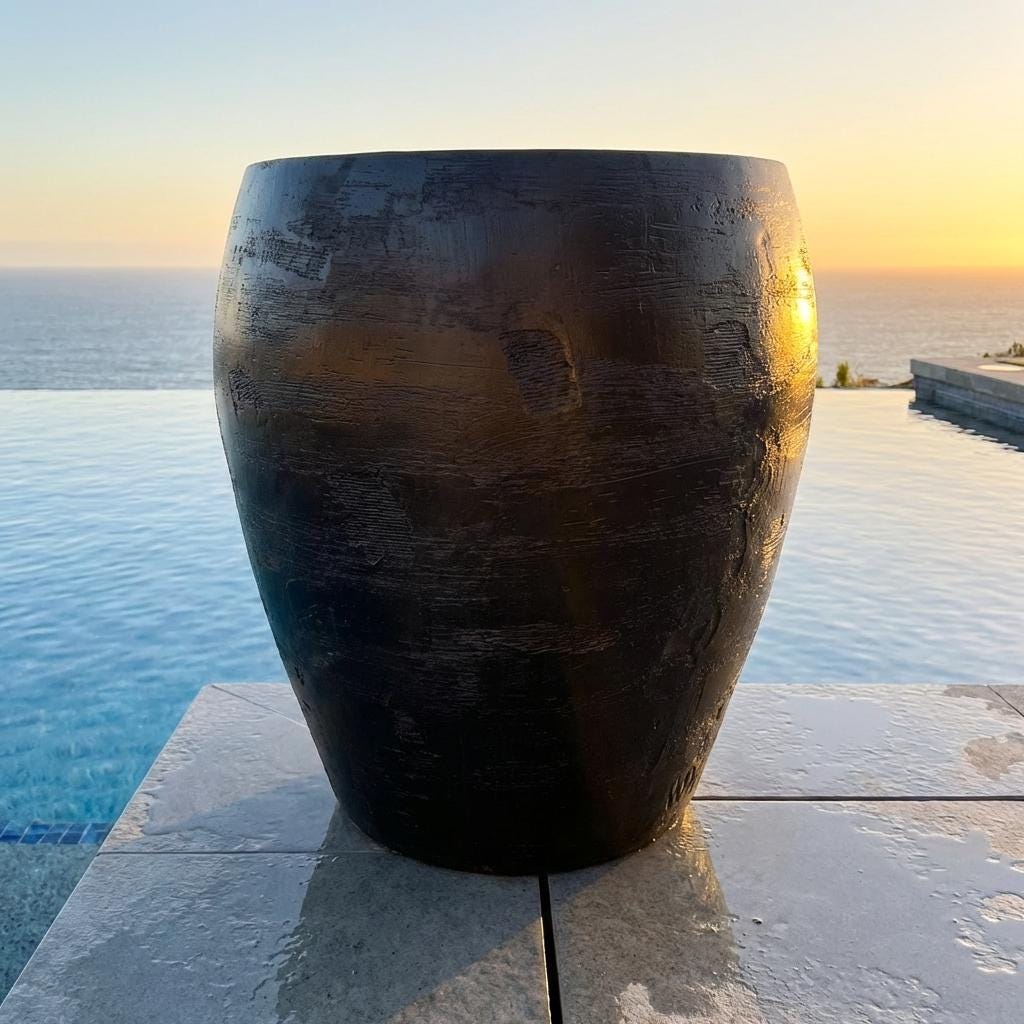 XXXL Fiberglass Planter: 53-Inch Handcrafted Textured Pot