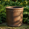 Brown Earth Fiberglass Planter: Round Texture Home Garden Pot, 20-27 Inch
