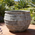 XL Moon Surface Fiberglass Planter - Garden Pot Rust Color (25-31 Inches)