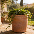 Large Terracotta Color Fiberglass Planter: Round Home Garden Pot, 20-27 Inch