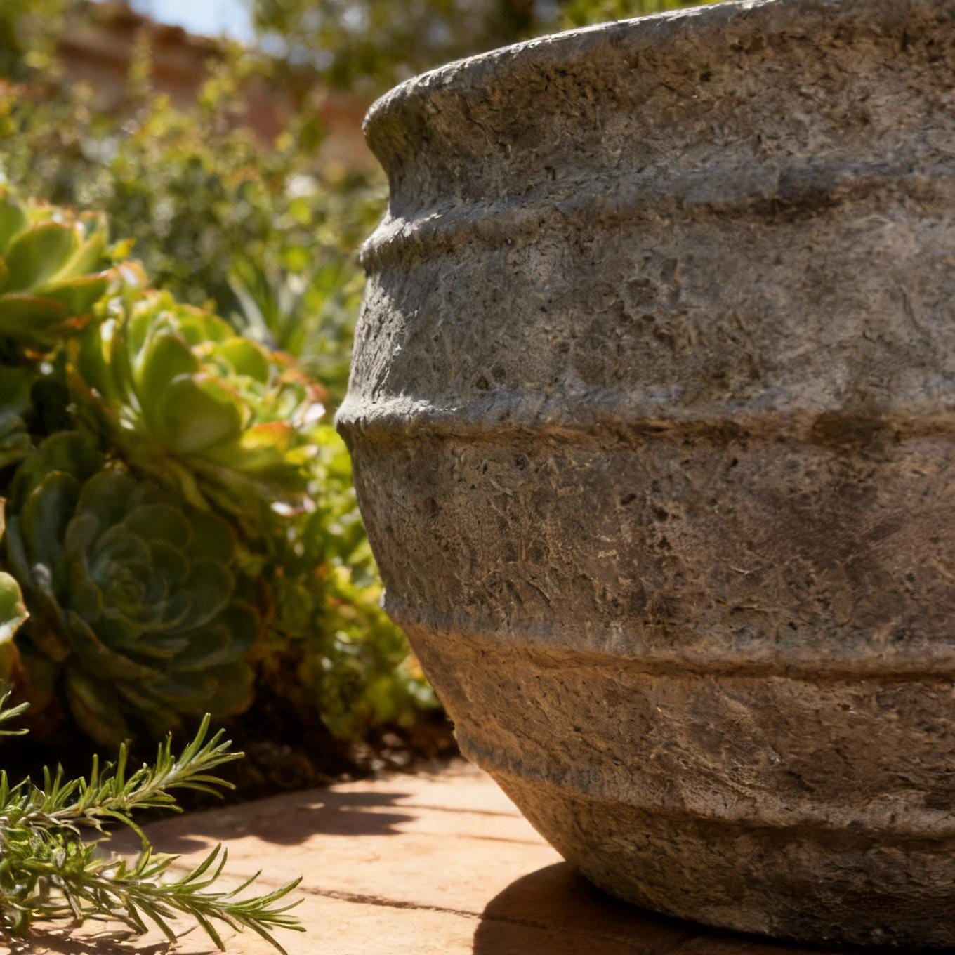 XL Moon Surface Fiberglass Planter - Garden Pot Rust Color (25-31 Inches)