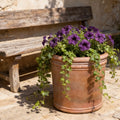 Large Terracotta Color Fiberglass Planter: Round Home Garden Pot, 20-27 Inch