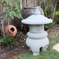 23 Inches Tall Hand-Carved Natural Granite Japanese Lantern, Round Lantern Outdoor Garden Decoration
