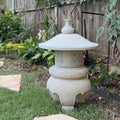 23 Inches Tall Hand-Carved Natural Granite Japanese Lantern, Round Lantern Outdoor Garden Decoration
