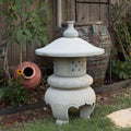 23 Inches Tall Hand-Carved Natural Granite Japanese Lantern, Round Lantern Outdoor Garden Decoration
