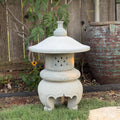 23 Inches Tall Hand-Carved Natural Granite Japanese Lantern, Round Lantern Outdoor Garden Decoration