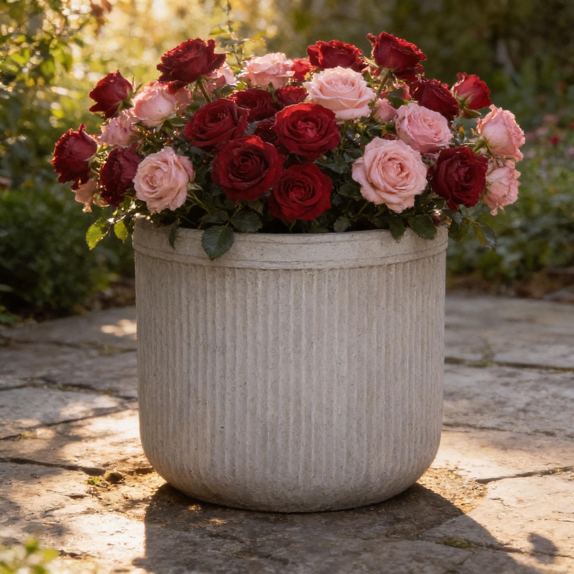 Fiberglass Planter 12 inches Gray, Weather Resistant Indoor Outdoor Planter