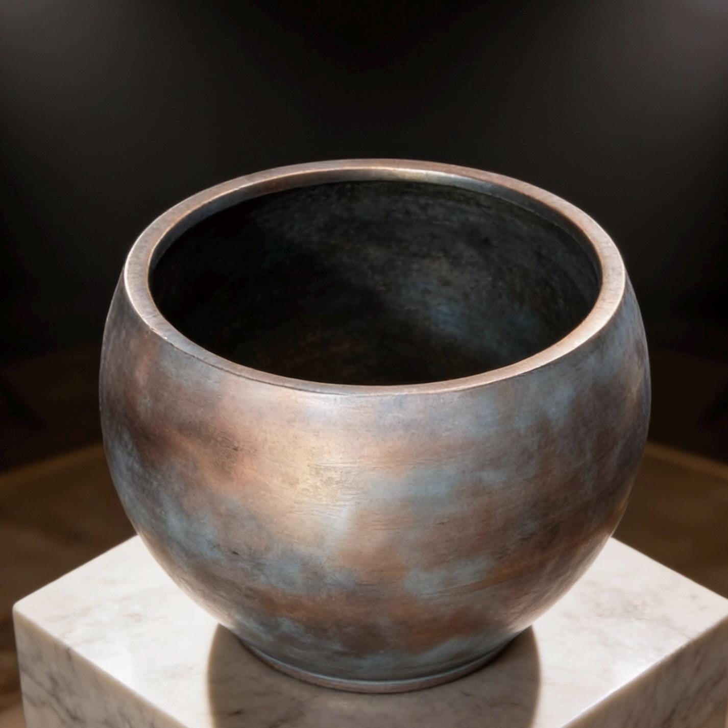 XL Vintage Copper Patina Fiberglass Planter - Garden & Home Decor (25-31 Inches)