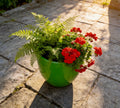 Glossy Green Fiberglass Planter: Modern Round Home Garden Pot, 17-24 Inches