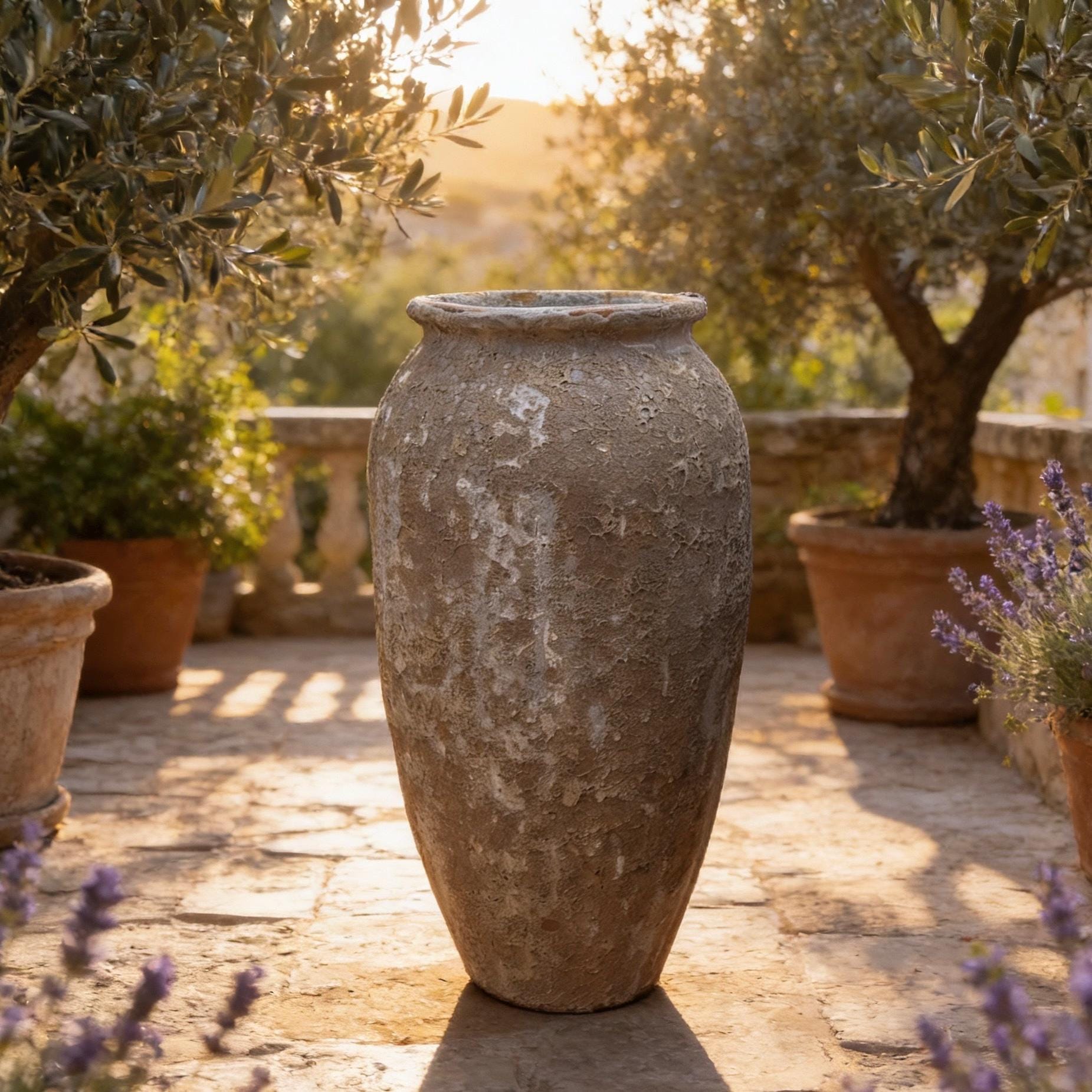 40 Inches Tall Ceramics Pot, Jar, texture on pot, home garden decoration, offer in gray and blue