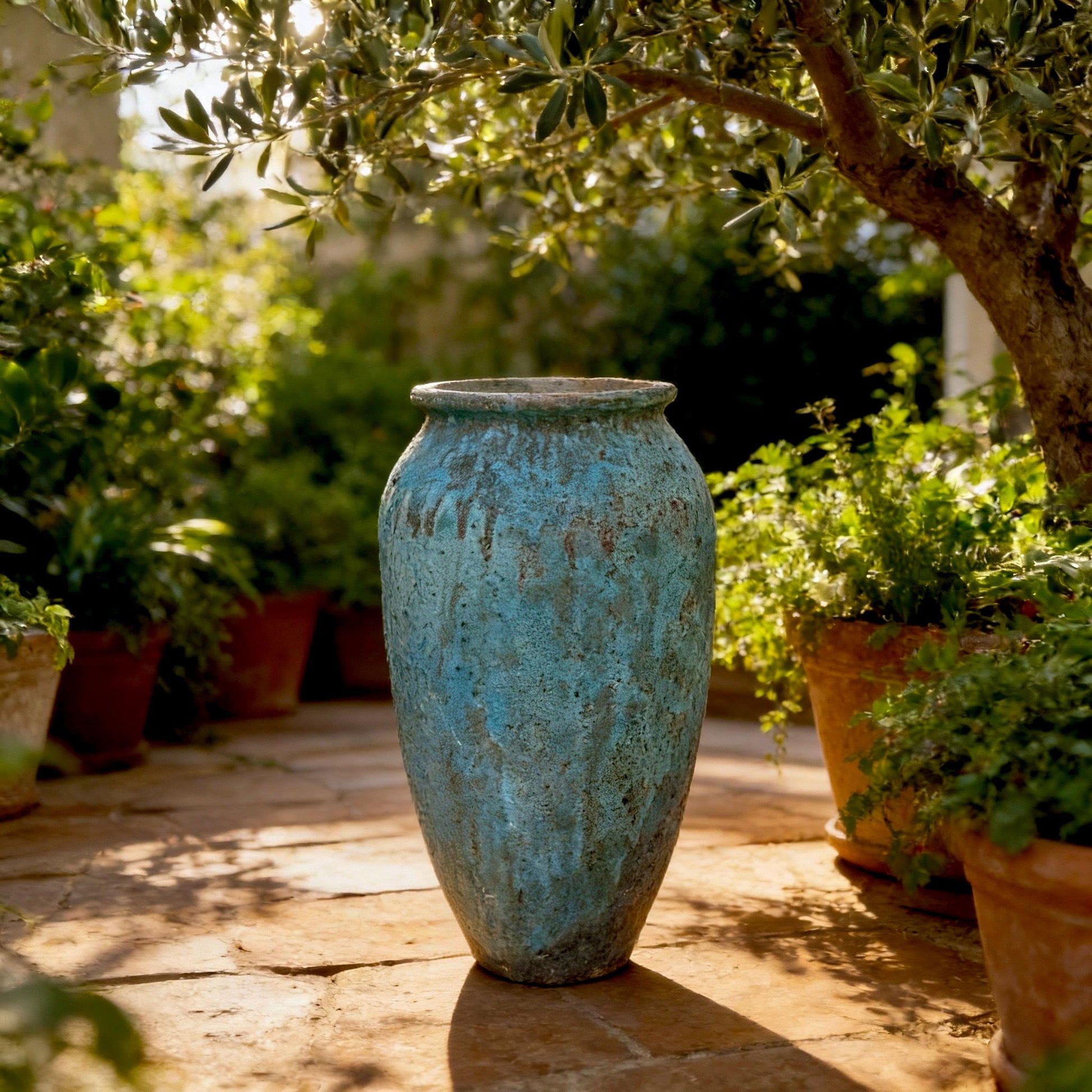 40 Inches Tall Ceramics Pot, Jar, texture on pot, home garden decoration, offer in gray and blue
