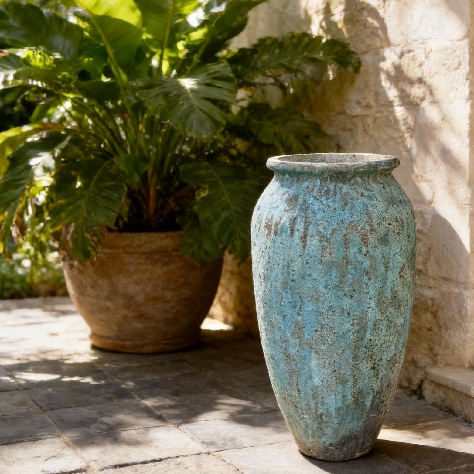 40 Inches Tall Ceramics Pot, Jar, texture on pot, home garden decoration, offer in gray and blue