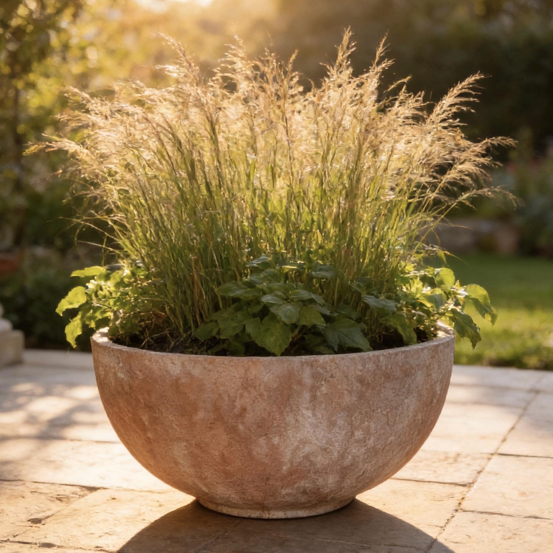 Terracotta Color Fiberglass Garden Planter: 22-31 Inch Farm Pond Bowl