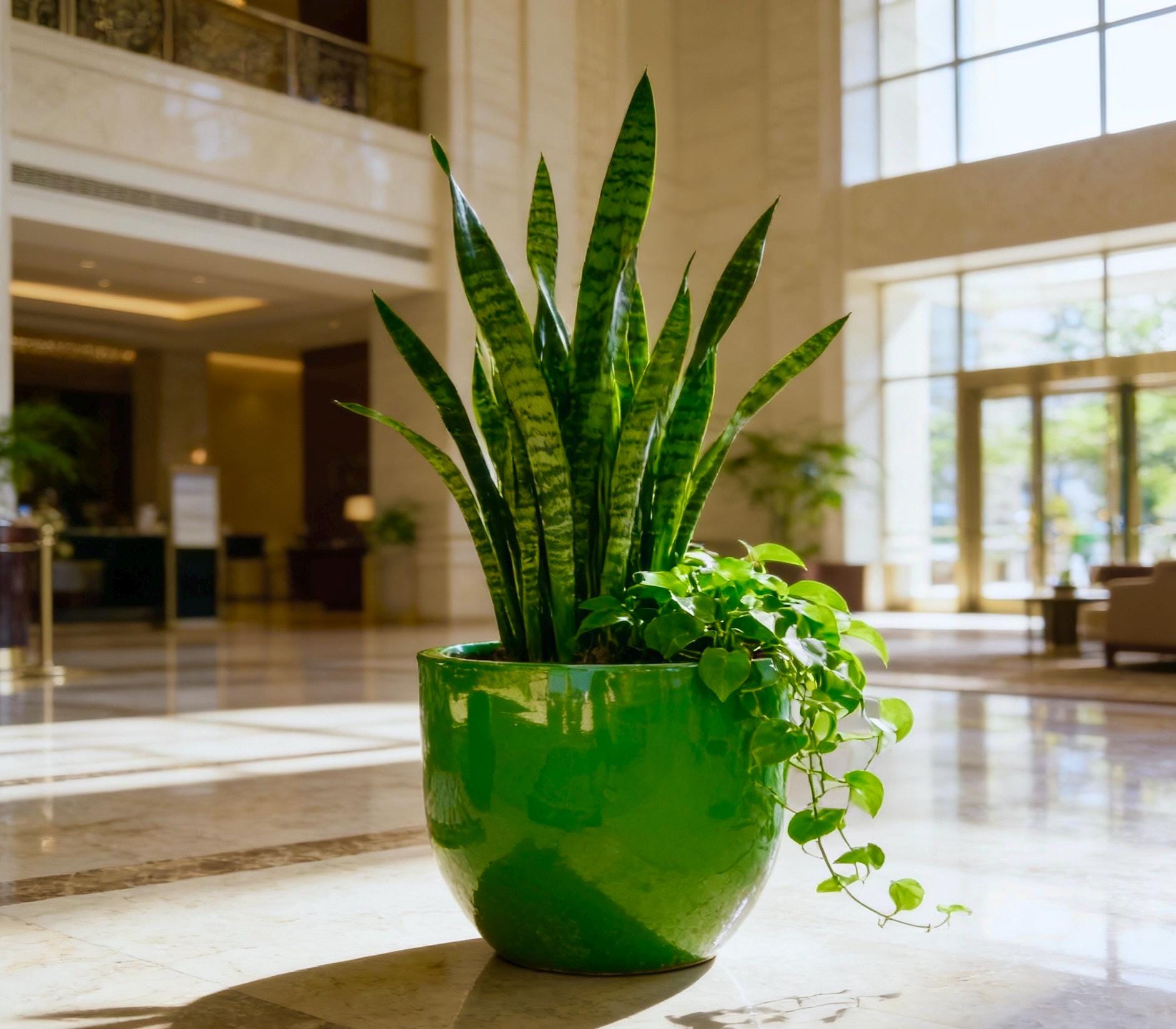Glossy Green Fiberglass Planter: Modern Round Home Garden Pot, 17-24 Inches