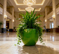 Glossy Green Fiberglass Planter: Modern Round Home Garden Pot, 17-24 Inches