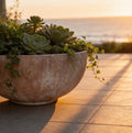 Terracotta Color Fiberglass Garden Planter: 22-31 Inch Farm Pond Bowl