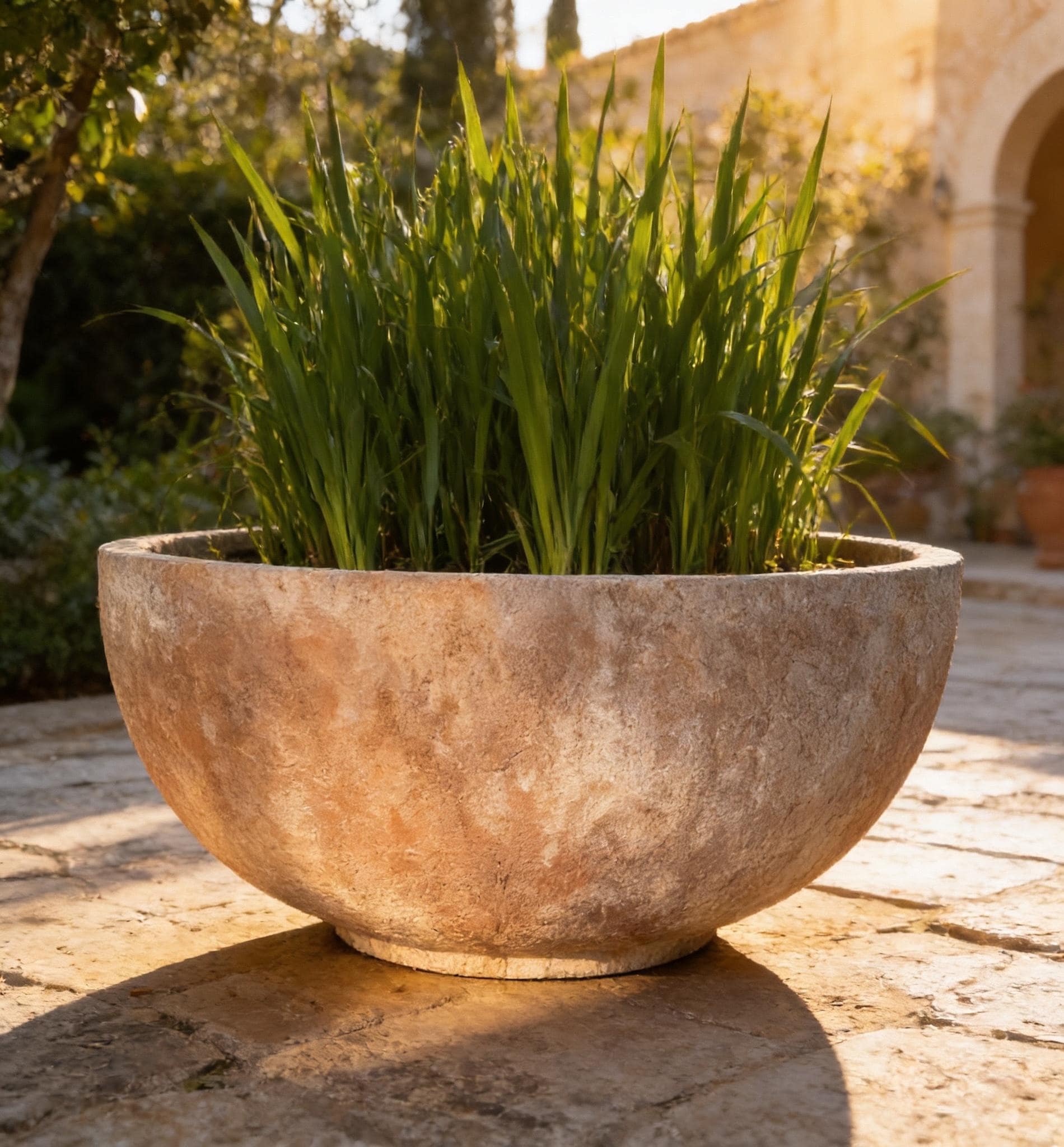 Terracotta Color Fiberglass Garden Planter: 22-31 Inch Farm Pond Bowl
