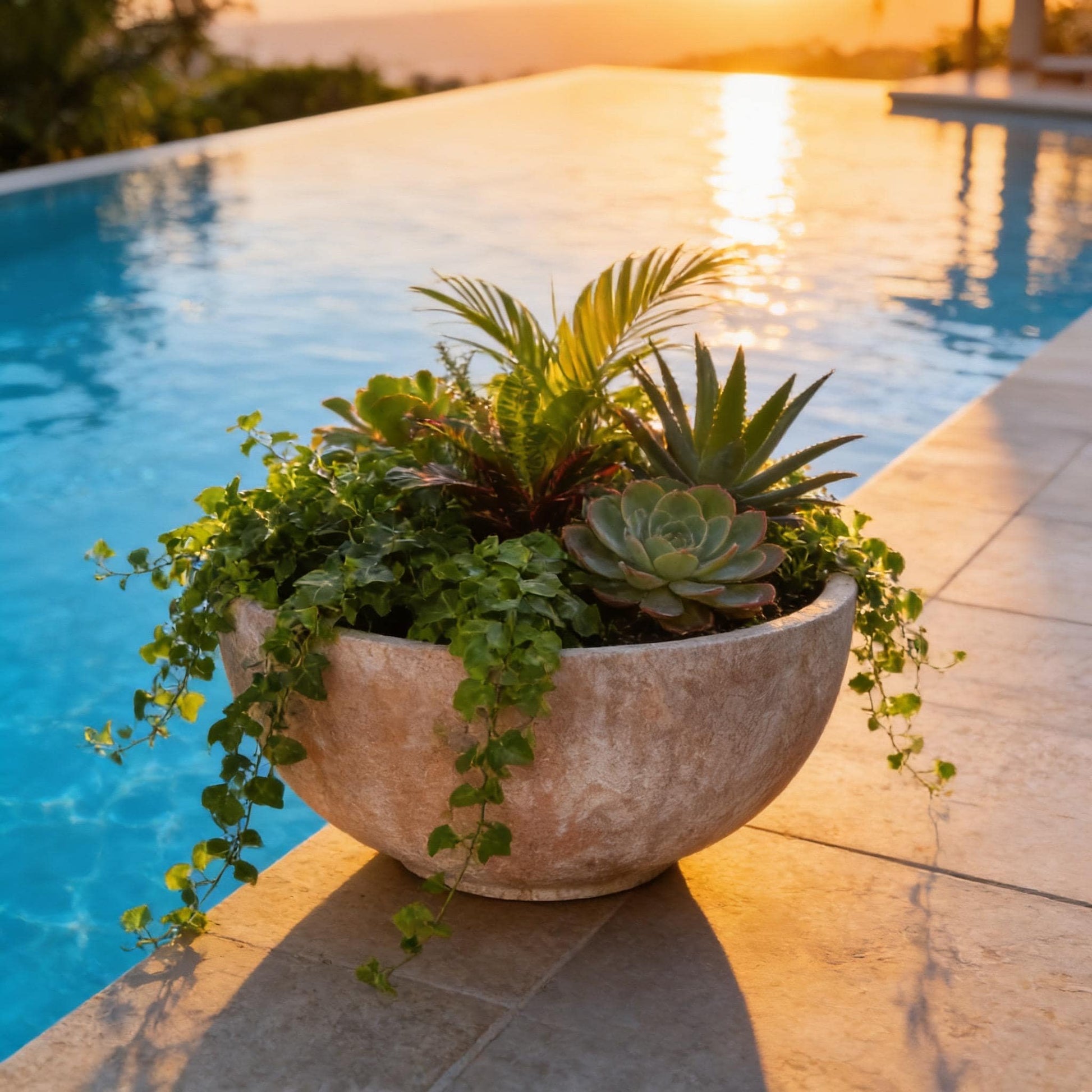 Terracotta Color Fiberglass Garden Planter: 22-31 Inch Farm Pond Bowl