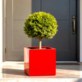 Glossy Red Fiberglass Planter: Contemporary Garden & Home Decor (18-23 Inches)