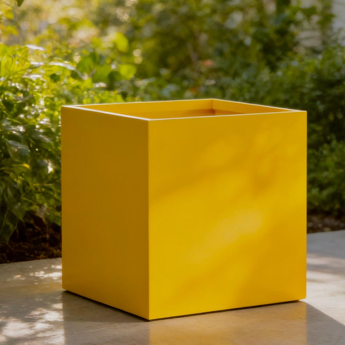 Glossy Yellow Fiberglass Planter: Contemporary Garden & Home Decor (18-23 Inches)