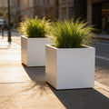 Matte white Fiberglass Planter: Contemporary Garden & Home Decor (18-23 Inches)