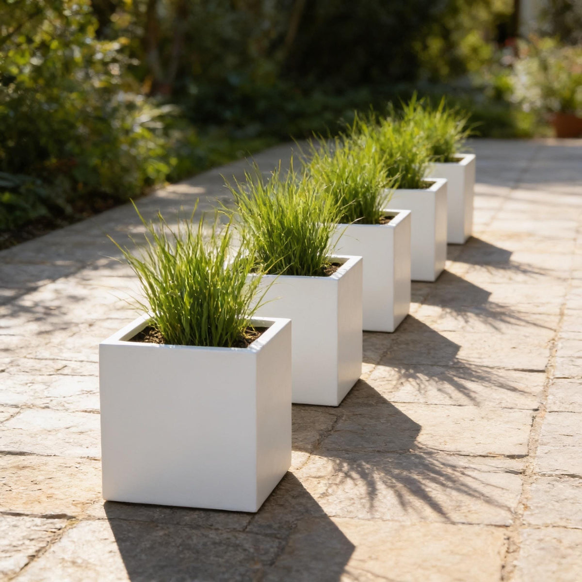 Matte white Fiberglass Planter: Contemporary Garden & Home Decor (18-23 Inches)