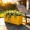 Glossy Yellow Fiberglass Planter, Modern Rectangular Garden Box (24-45 Inch)