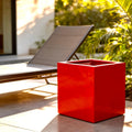 Glossy Red Fiberglass Planter: Contemporary Garden & Home Decor (18-23 Inches)