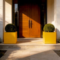 Glossy Yellow Fiberglass Planter: Contemporary Garden & Home Decor (18-23 Inches)