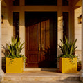 Glossy Yellow Fiberglass Planter: Contemporary Garden & Home Decor (18-23 Inches)
