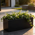 Matte Black Fiberglass Planter, Modern Rectangular Garden Box (24-45 Inch)