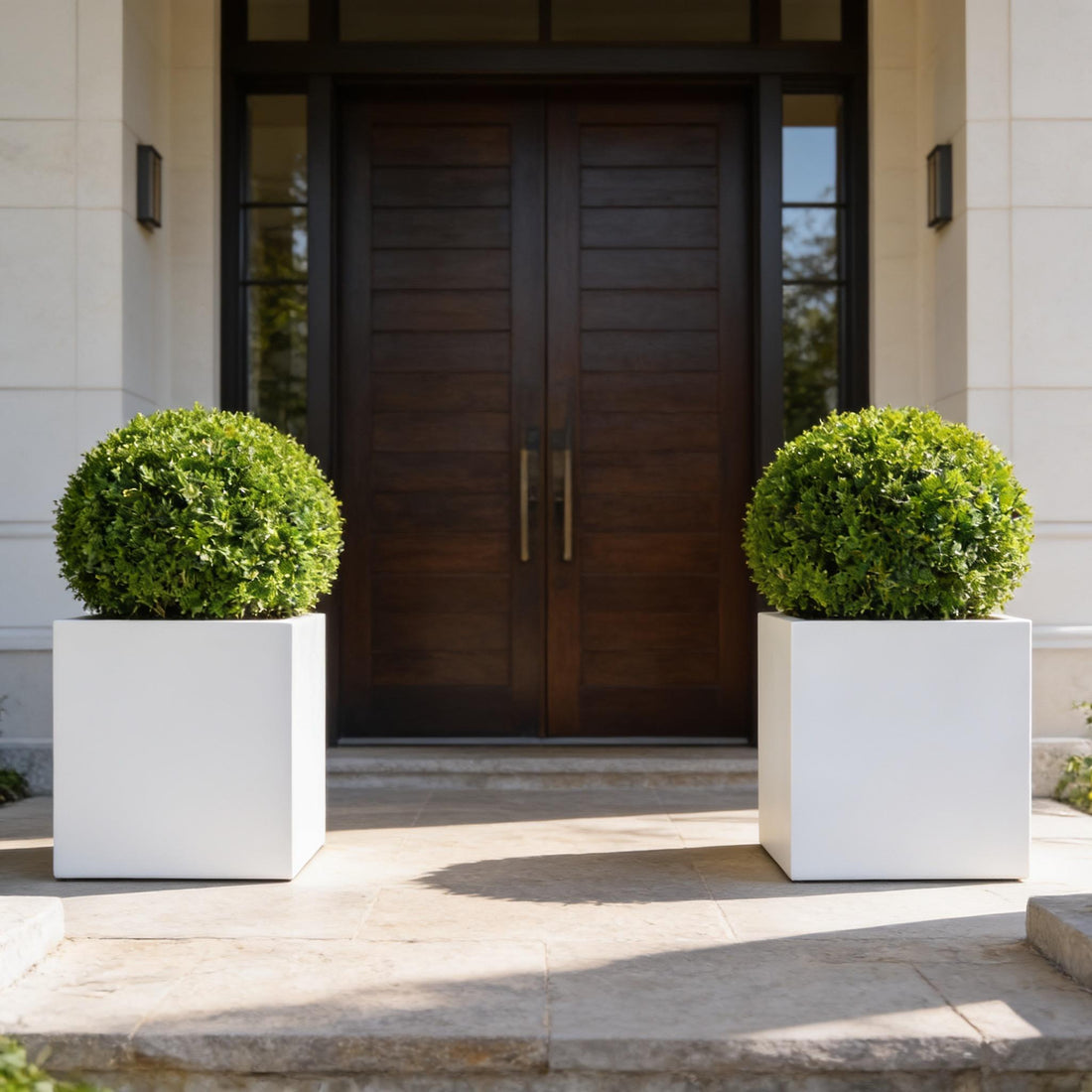 Matte white Fiberglass Planter: Contemporary Garden & Home Decor (18-23 Inches)