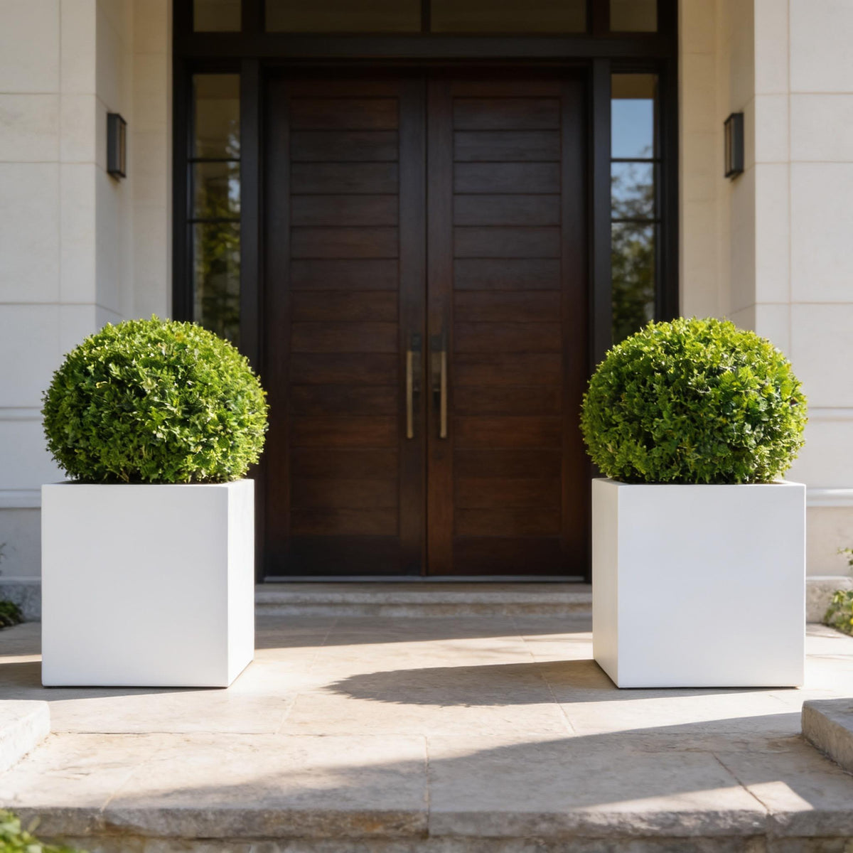 Matte white Fiberglass Planter: Contemporary Garden & Home Decor (18-23 Inches)