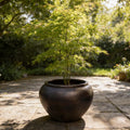 Large Round Fiberglass Planter: 23-43 Inch Round Garden Pot In Dark Copper
