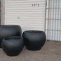 XXL Matte Black Fiberglass Planter: 25-43 Inch Round Garden Pot