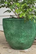 Handmade Green Fiberglass Planter: Moon Surface Round Egg Pot
