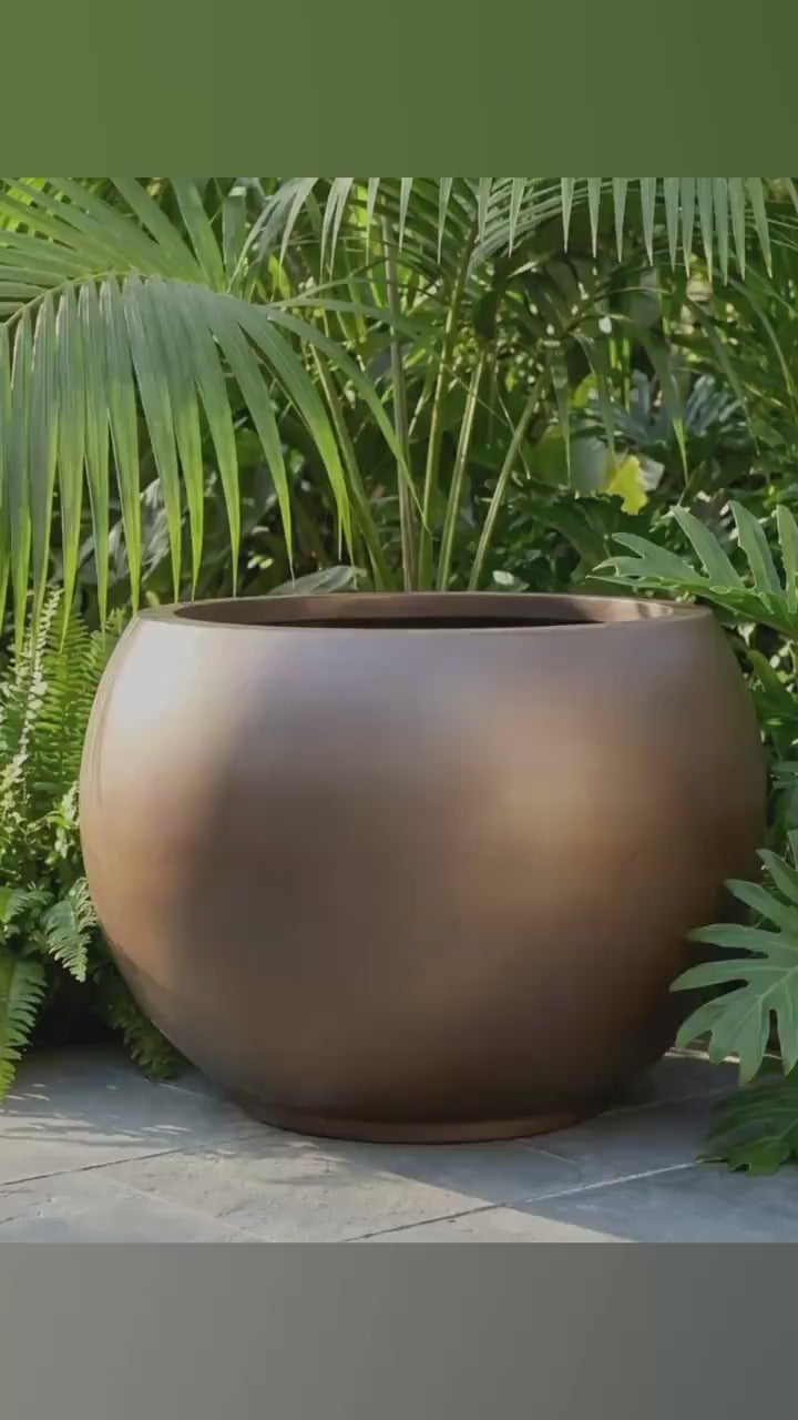XL Brown Earth Fiberglass Planter - Garden & Home Decor (25-31 Inches)