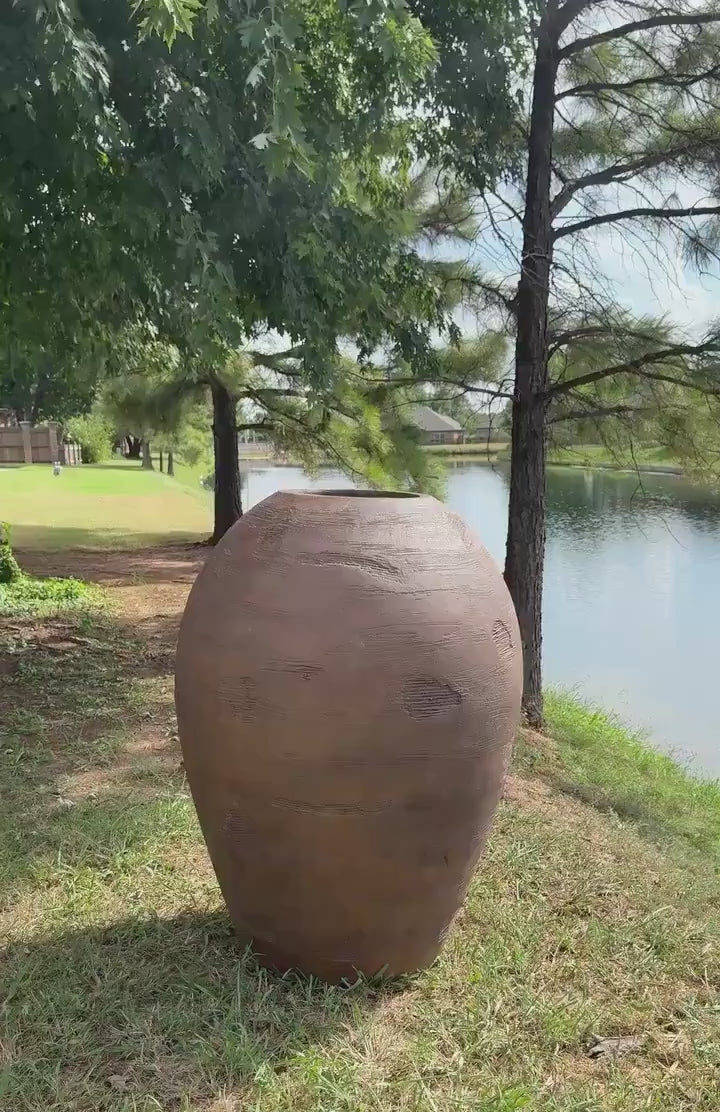 XXXL Fiberglass Planter: 60-inch Clay Color, Unique Texture