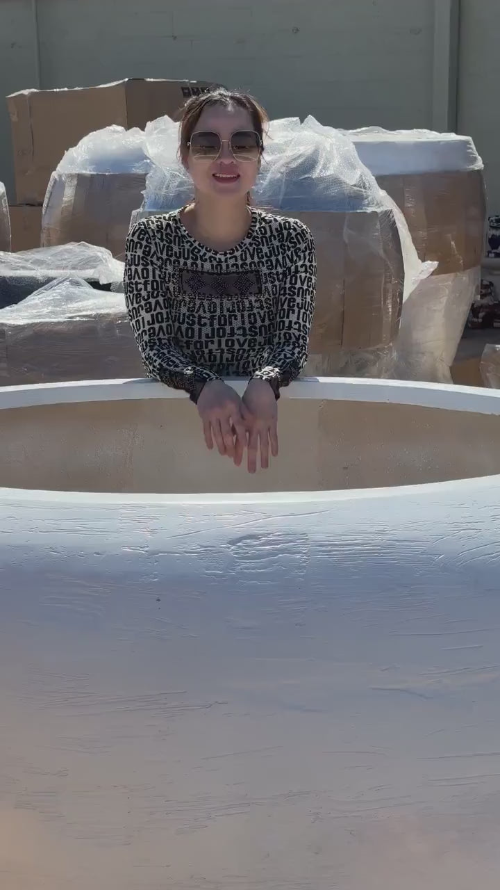 XXXL Fiberglass Planter Pot: 68-Inch Round, Unique Texture