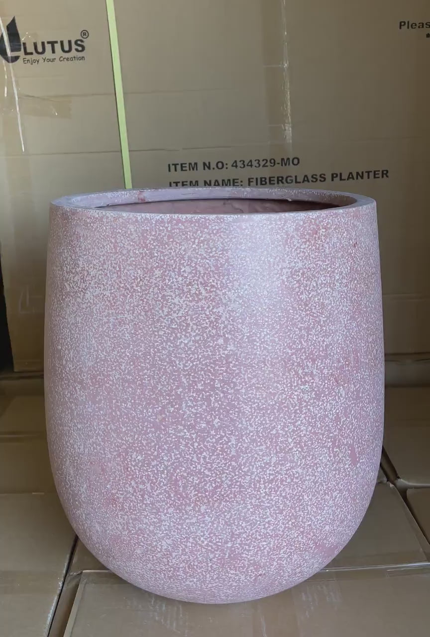 Fiberglass Planter: Round Stone Terrazzo Plant Pot (12-21 inches)