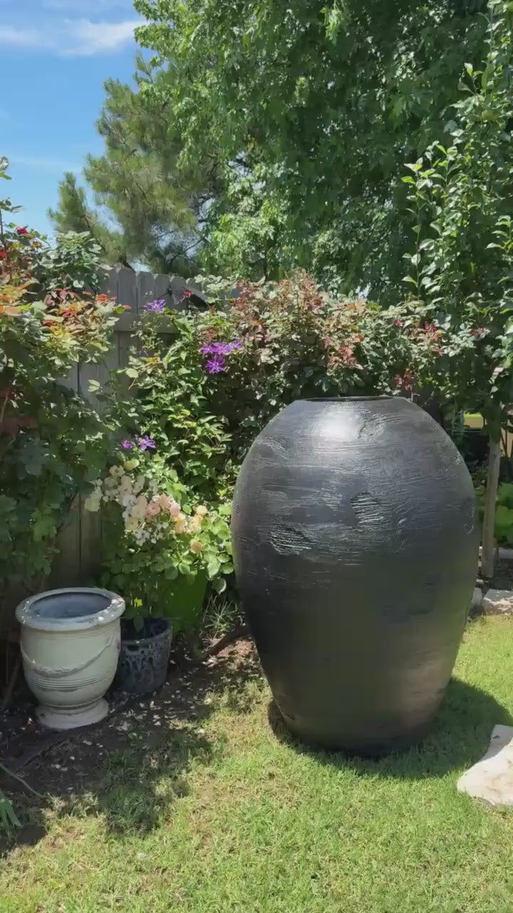 XXXL Fiberglass Planter: 60-inch Handcrafted Textured Pot