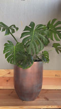 Patina Copper Fiberglass Planter: Modern Round Garden Pot, 18-27 Inch