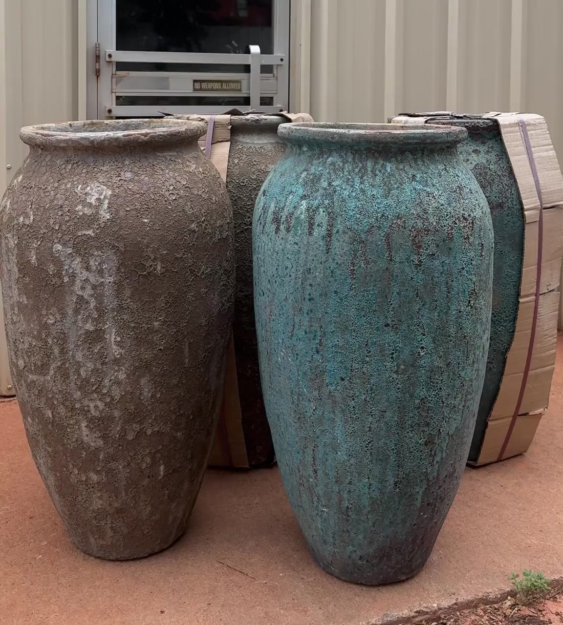 40 Inches Tall Ceramics Pot, Jar, texture on pot, home garden decoration, offer in gray and blue